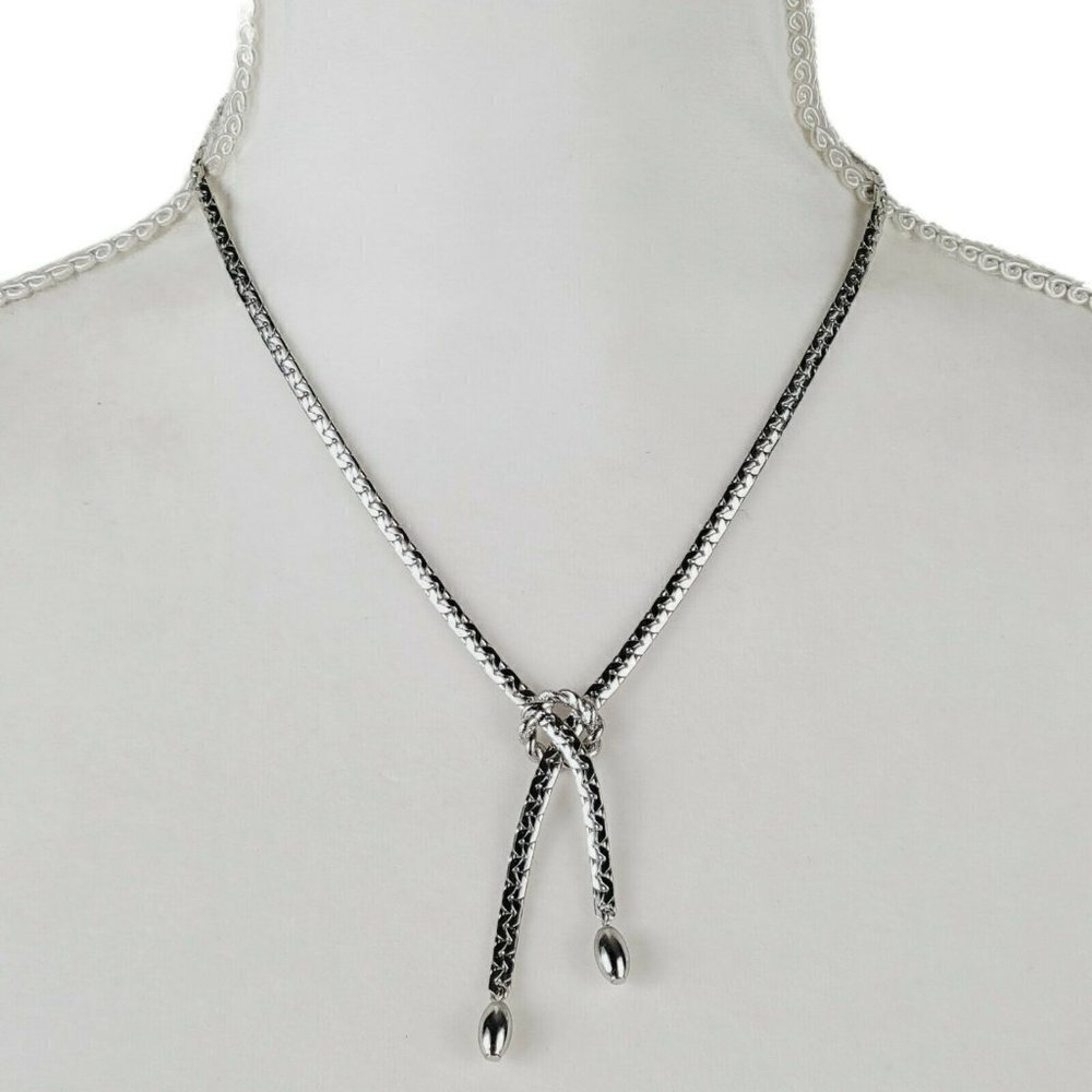 Vintage Sarah Coventry Knot Necklace Silver Tone Flat Curb Style Chain 17" EUC